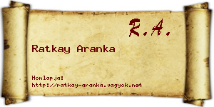 Ratkay Aranka névjegykártya